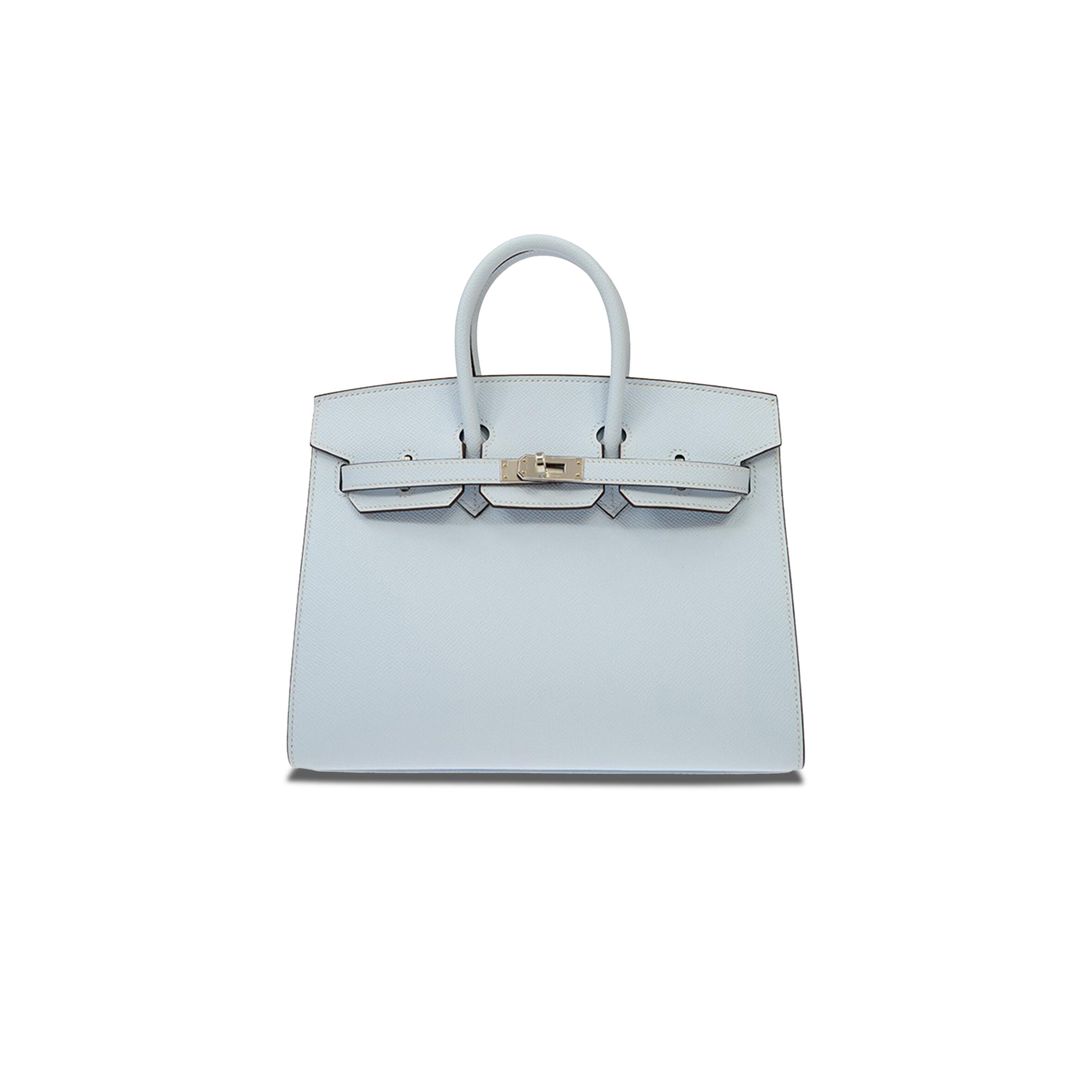 H**me5 BIRKIN 25 SWIFT LEATHER FOG BLUE SILVER BUCKLE H049362CK21 (25*20*13cm) Master Quality